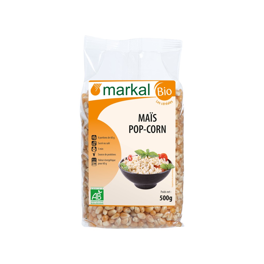 Ngô (bắp) nổ bỏng hữu cơ Markal Popcorn 500g