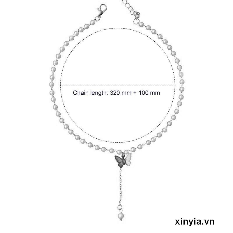 Vòng cổ Mặt Hình Bướm Ngọc Trai Dịu Dàng Phong Cách Retro