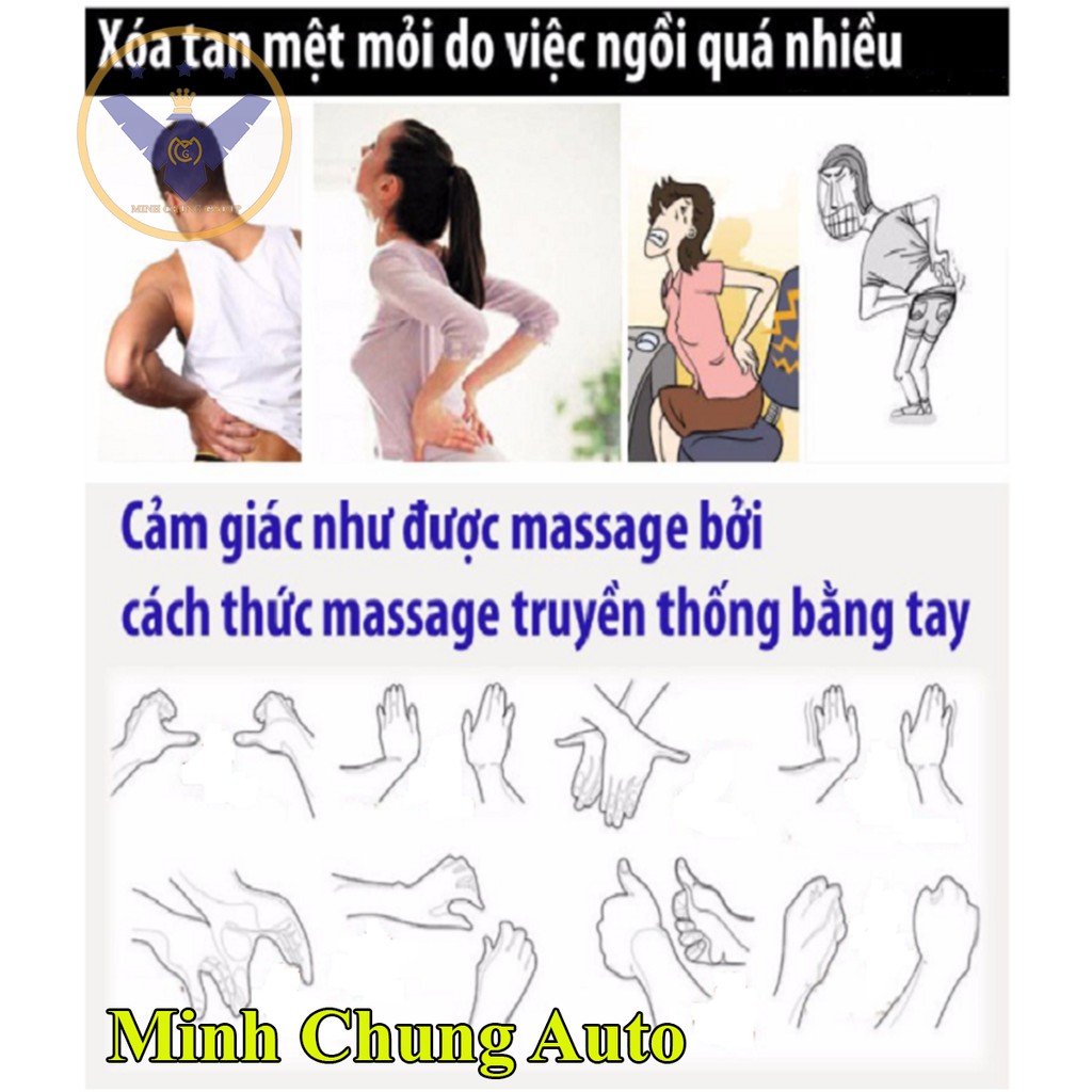 Gối tựa lưng massage trên xe ô tô cắm điện 12v