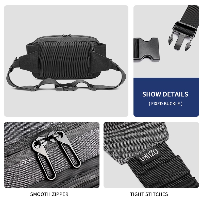 Túi đeo chéo Ozuko chống thấm nước có cổng sạc USB cho nam