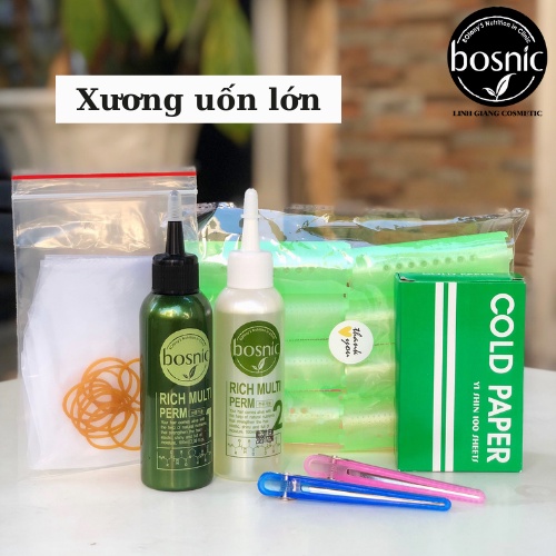 [Dành cho salon chuyên nghiệp] Combo Thuốc Uốn Tóc 100ML Kèm Trục Uốn Lạnh + Giấy Uốn + Chun Và Bao Tay BOSNIC