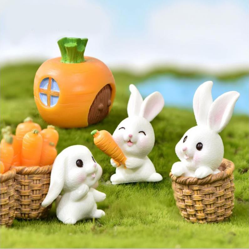 Mô Hình Chú thỏ - Củ cà rốt Làm Tiểu Cảnh - trang trí terrarium / decord mô hình