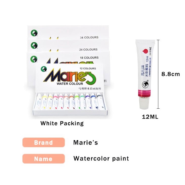 [HOT] Màu nước Maries 12-24-36 màu pocket 0.5ml và 1ml hộp nhựa