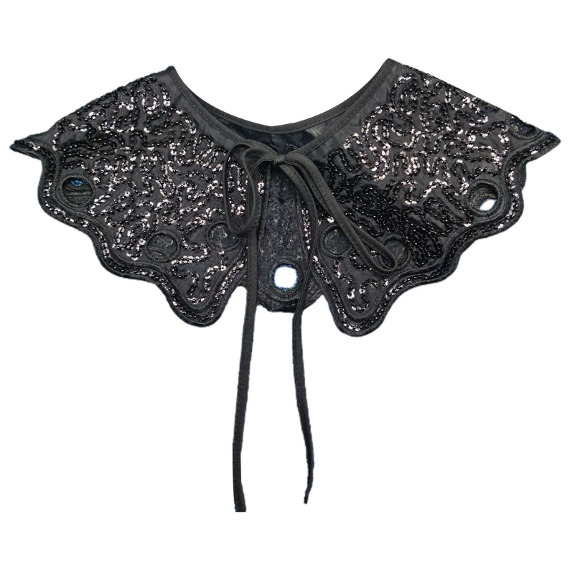 Khăn Choàng Cổ Đính Hạt Cườm Phối Nơ Cột Có Thể Tháo Rời Cho Nữ