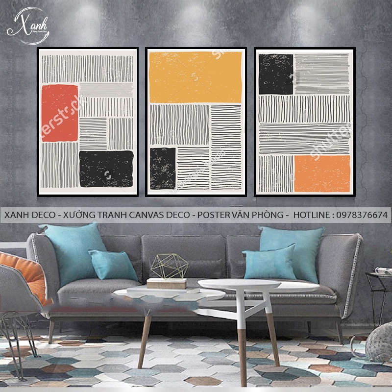 Tranh treo tường, tranh trang trí tông đen trắng hiện đại, tranh vải  treo phòng khách