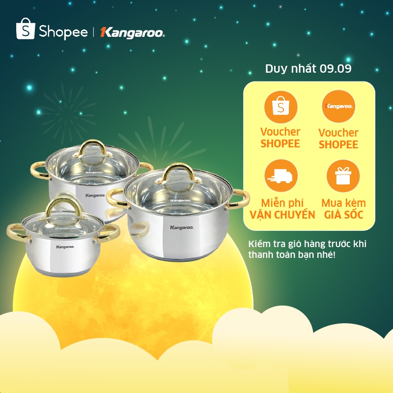Bộ nồi inox 5 đáy liên doanh Kangaroo KG864