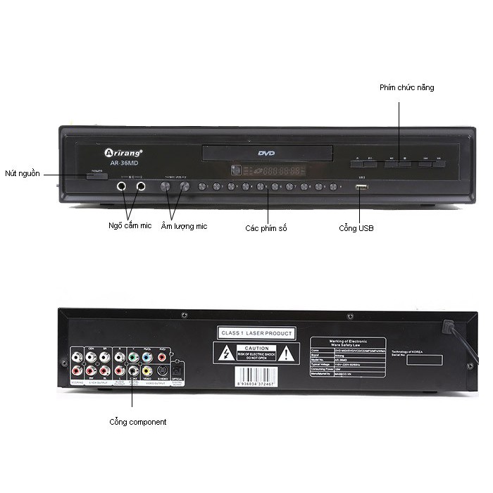 Đầu DVD Karaoke Arirang AR-36MD