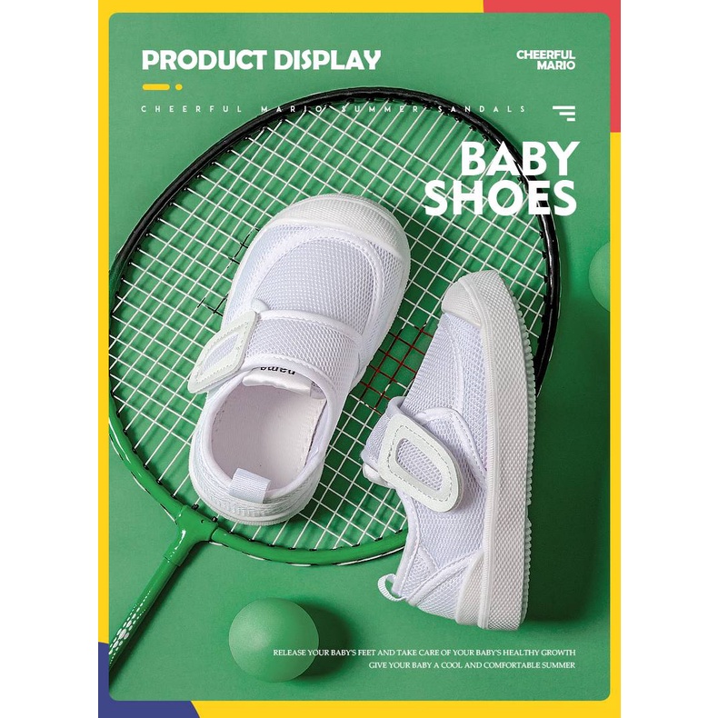 Giày thể thao CHEERFUL MARIO canvas lưới đế mềm thoáng khí thoải mái tập đi chống trượt thời trang cho trẻ em
