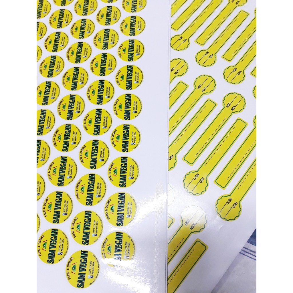 Combo 5 tờ A3 Tem Nhãn Nhựa Decal Sữa chống nước in theo yêu cầu + bế thành phẩm