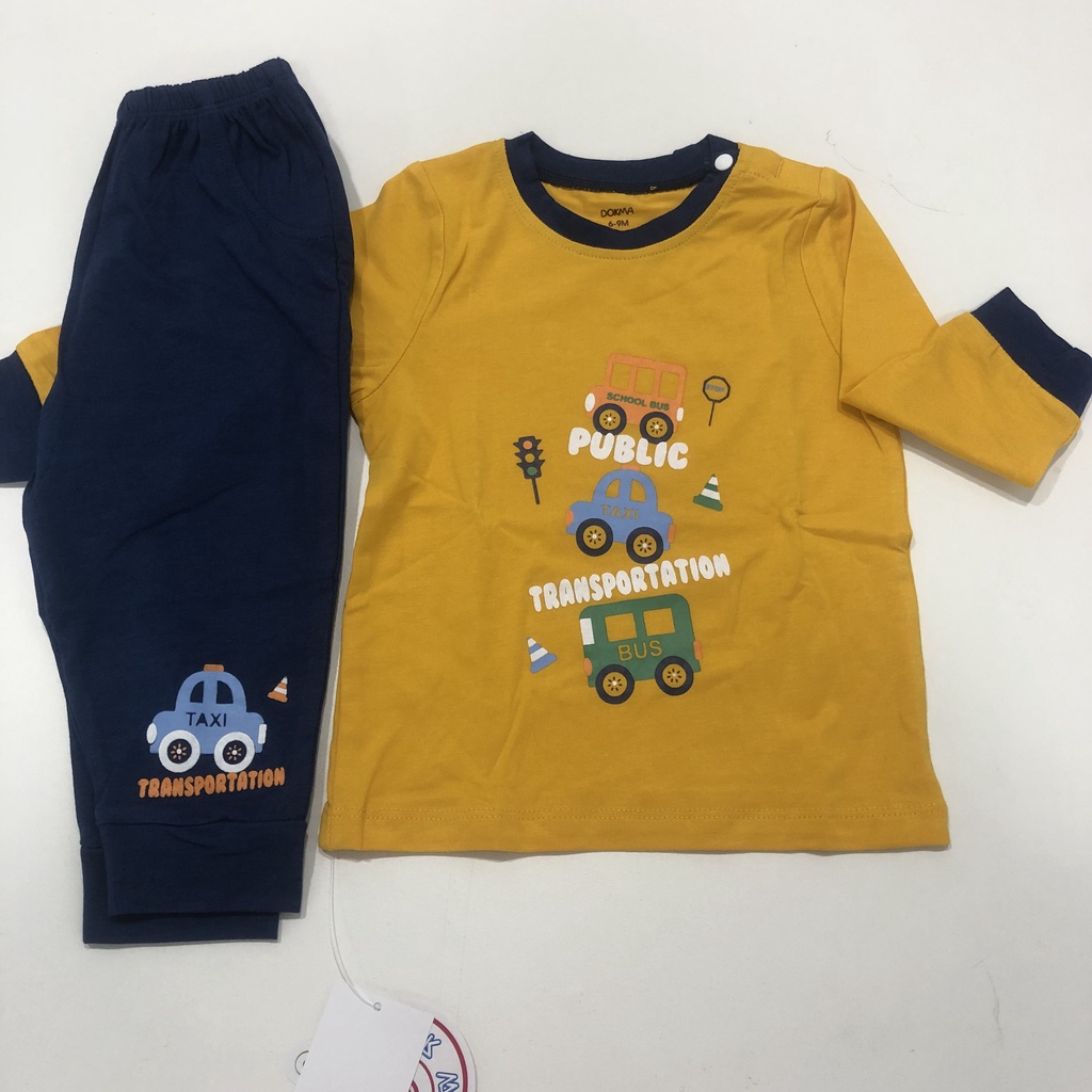 Dokma 2022 - Bộ cài vai dài tay cho bé trai họa tiết cho bé trai, bé gái từ 6 tháng đến 3 tuổi