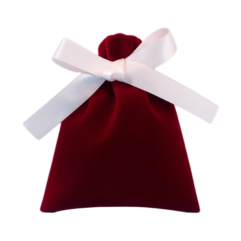 Set 50 Túi Nhung Đựng Kẹo 7x9cm Có Dây Ruy Băng Trang Trí Giáng Sinh