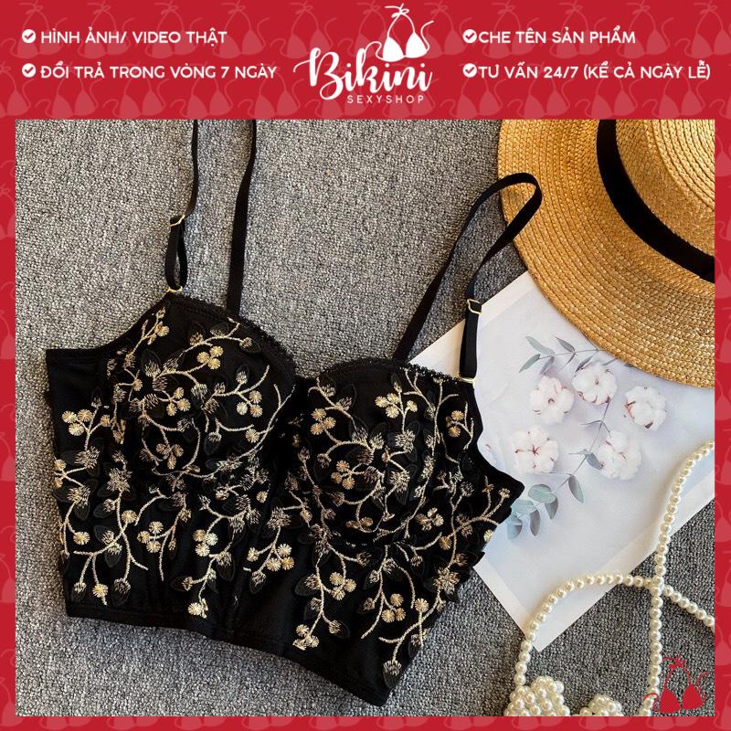 ❣️CÓ SẴN👙 [LOẠI 1 - NHIỀU HOA] Bộ Corset Vintage Thêu Hoa Dáng Bra Cổ Điển Đệm Mỏng Có Gọng Nâng Ngực Sexy A05 | BigBuy360 - bigbuy360.vn