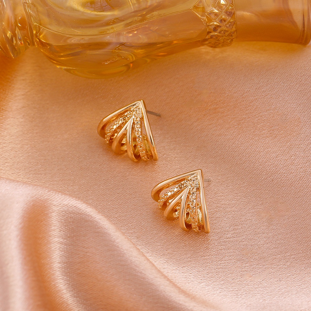 Khuyên Tai Hình Học Ba Chiều Mạ Vàng Đơn Giản Đính Kim Cương Đơn Giản Kiểu Hàn Quốc Cho Nữ