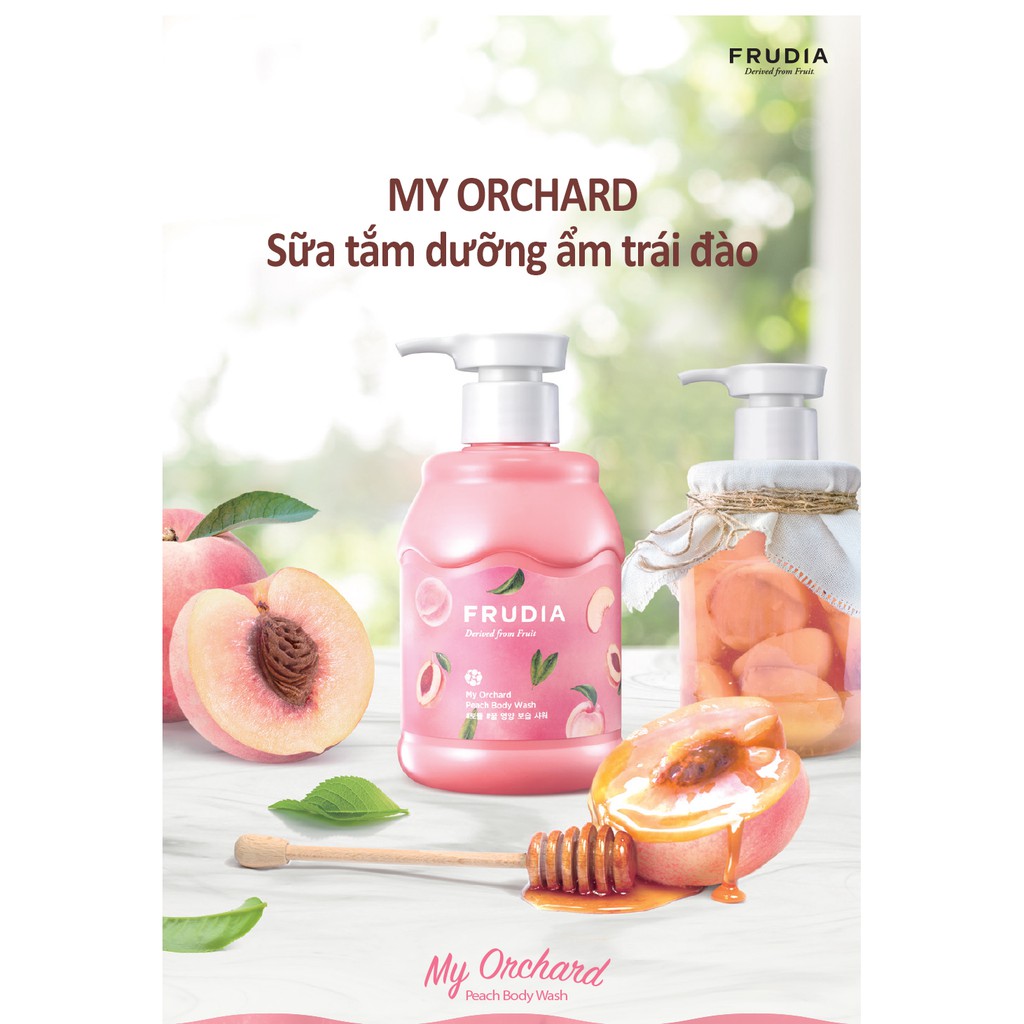 [Tặng 88k]COMBO Sữa Tắm Và Dưỡng Thể Cấp Ẩm Chiết Xuất Trái Đào Frudia My Orchard Peach Body Wash And Essence 350+200ml