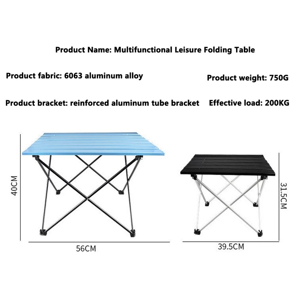 Bàn nhôm hợp kim xếp gọn đi du lịch WildMan (56,5x40,5x40)cm (Đen)