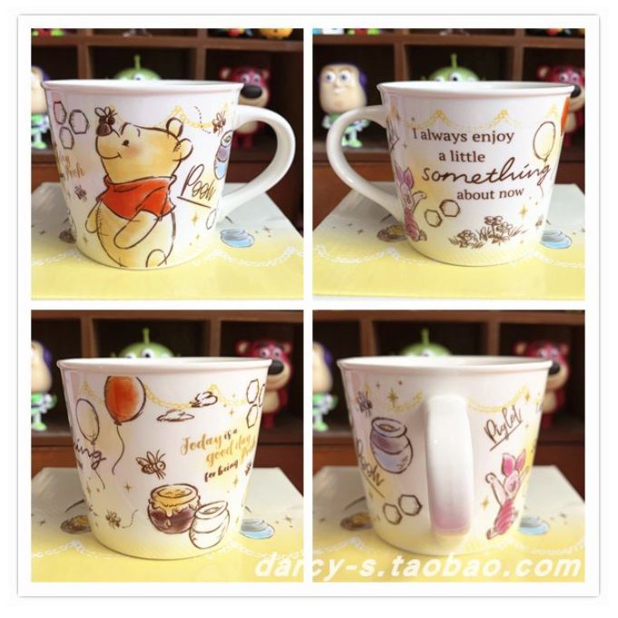 Cốc hoạt hình Stitch và Gấu Pooh dễ thương kèm thìa full hộp quà
