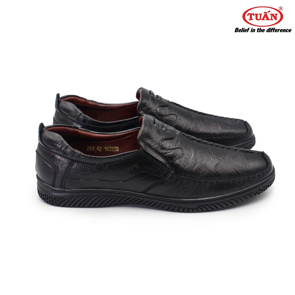 Giày da nam - giày mọi công sở quai da bò tự nhiên đế cao su thương hiệu giày Tuấn GXHU-253