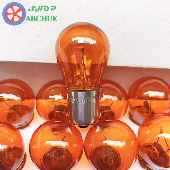 Hộp 10 Bóng Xi Nhan Ô Tô Màu Vàng 1 Tóc 12v 21w hoặc 24v 21w