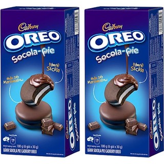 OREO PIE phủ socola hấp dẫn 180gr hộp 6 chiếc