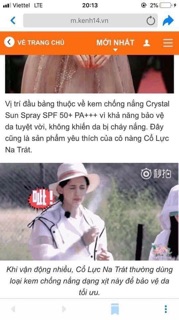 Xịt chống nắng Crystal Sun Spray Spf50