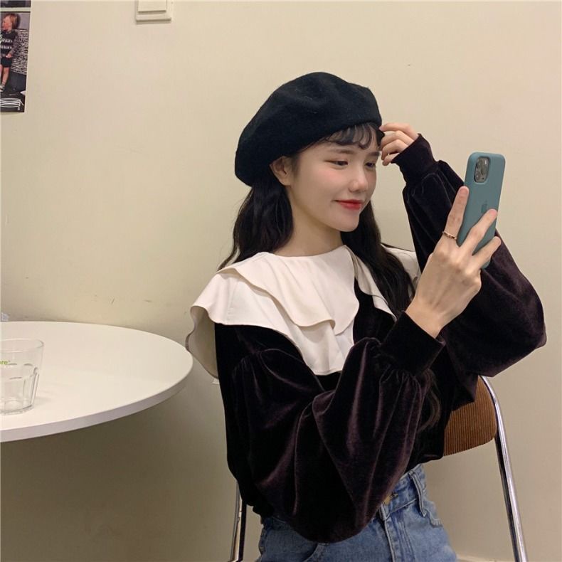 MỚI Áo sơ mi nữ tay dài dáng rộng phong cách Hàn Quốc