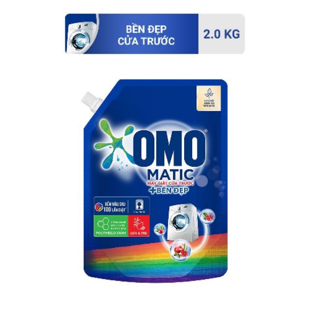 Túi Omo Matic nước giặt máy bền đẹp cửa trước Lựu Và Tre 2kg