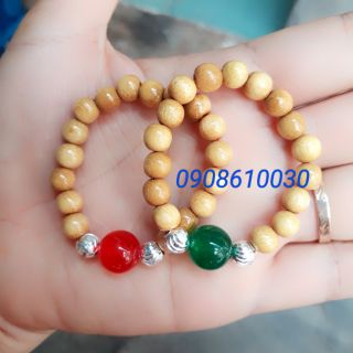 Vòng dâu tằm đá mệnh + 2bi bạc