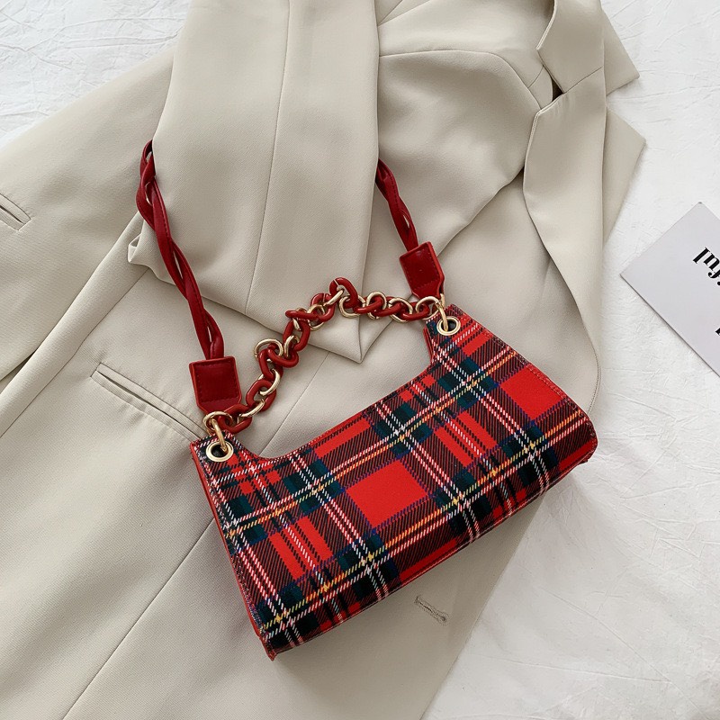 Túi Xách Nữ Cao Cấp Đeo Chéo Kẻ Sọc Dây Xích Cá Tính Thích Hợp Đi Chơi Đi Học