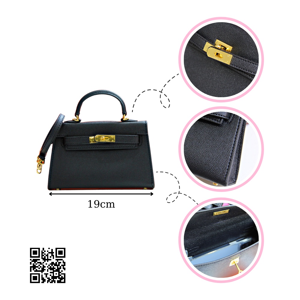 Túi Xách Nữ Kelly Da Epsom Size 19cm Cao Cấp Có Hộp Đẹp Hàng Có Sẵn