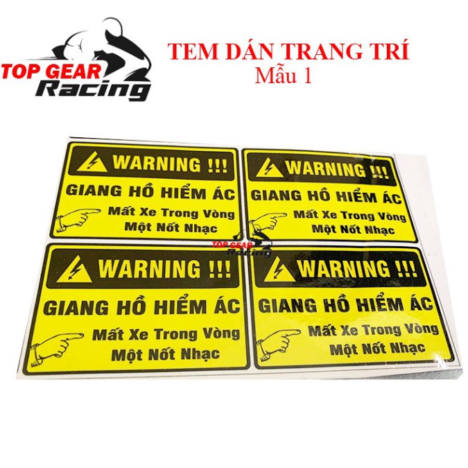 Decal Dán Tem Cảnh Báo Xe Máy <TOPGEAR>