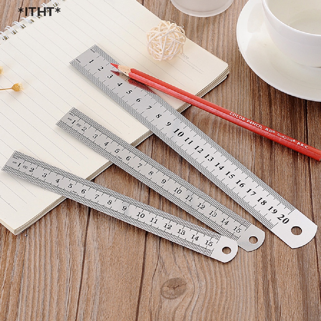 Thước thẳng đo lường hai mặt bằng kim loại 15-30cm