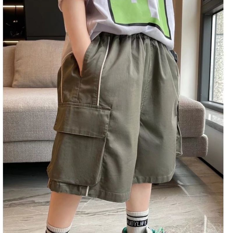 Quần short BXPB cotton dáng suông rộng phối túi lớn thoải mái cá tính cho bé trai 3-15 tuổi