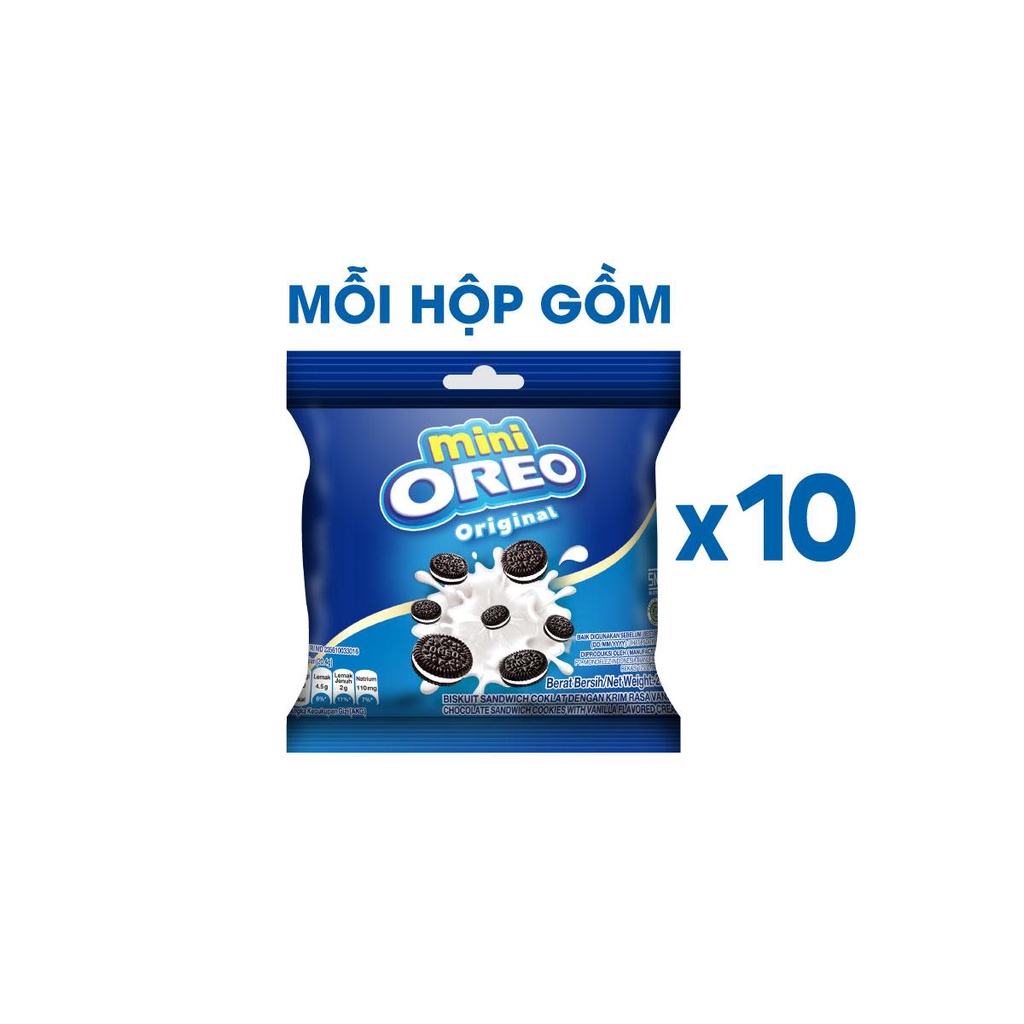 [Giảm 10K cho đơn từ 99K] Combo 2 hộp bánh quy sôcôla OREO mini vị vani 2x204g