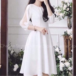 Đầm xoè tay bồng ren