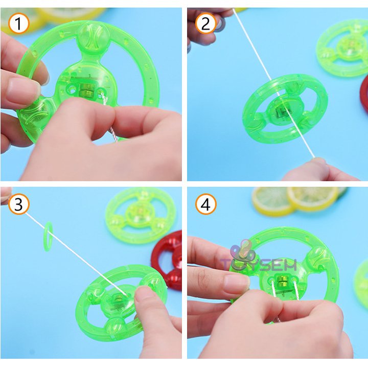 Đồ chơi con quay bằng nhựa kèm dây có đèn led phát sáng - Quà tặng sinh nhật cho bé