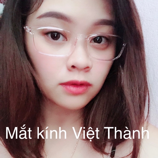 mắt kính cận gọng nhựa dẻo vuông hồng kính công sở nhẹ nhàng trong suốt klính trắng da