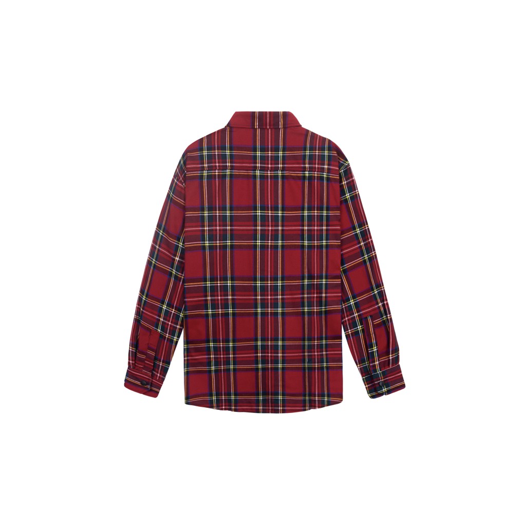 Áó Sơ Mi Flannel Sọc Màu Đỏ Chất Liệu Cotton Thoáng Mát