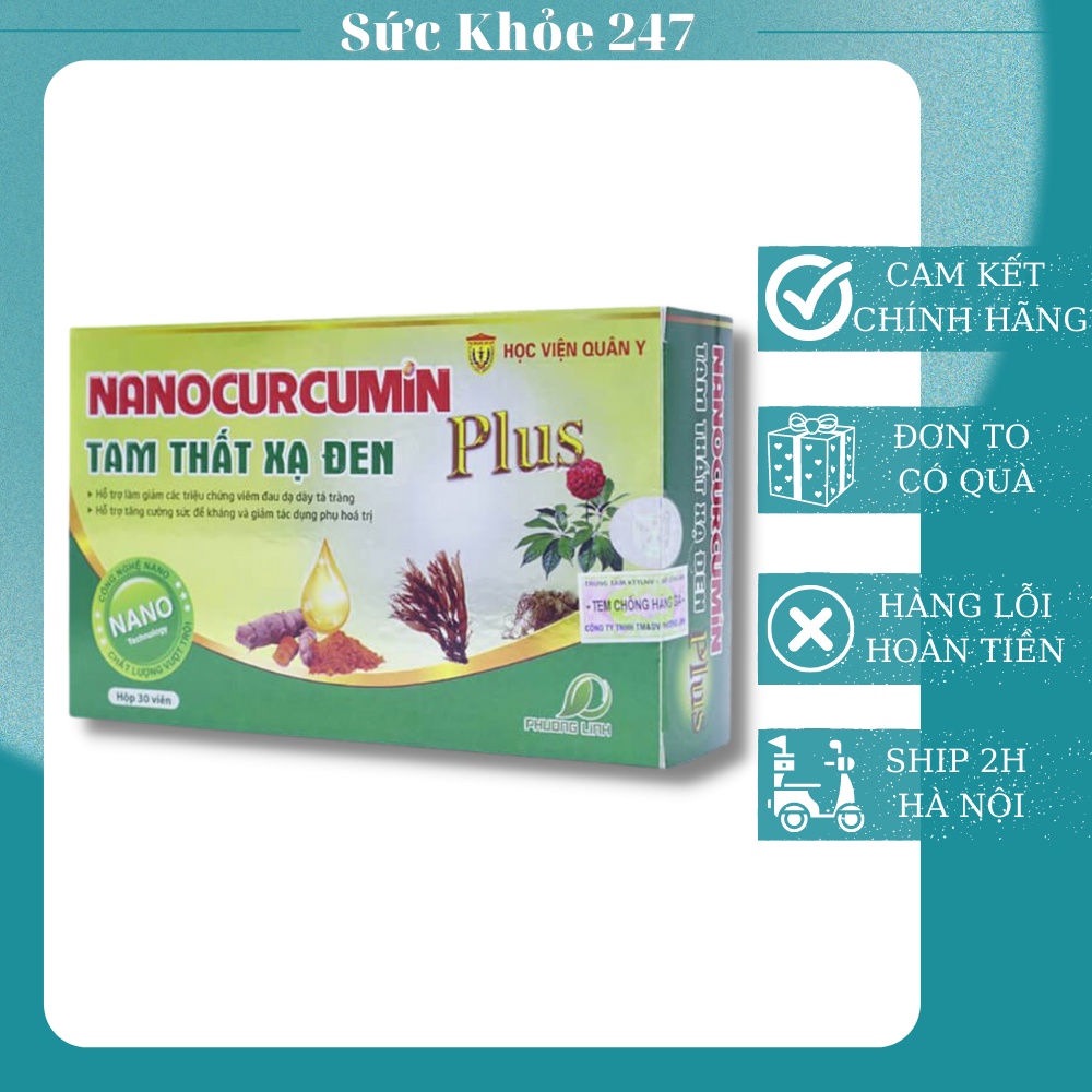 Nano Curcumin Tam thất xạ đen PLUS Học viện quân y - Hỗ trợ giảm viêm, đau dạ dày