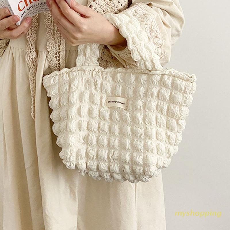 Túi Tote Đeo Vai Thiết Kế Xếp Ly Dễ Thương Sức Chứa Lớn Cho Nữ