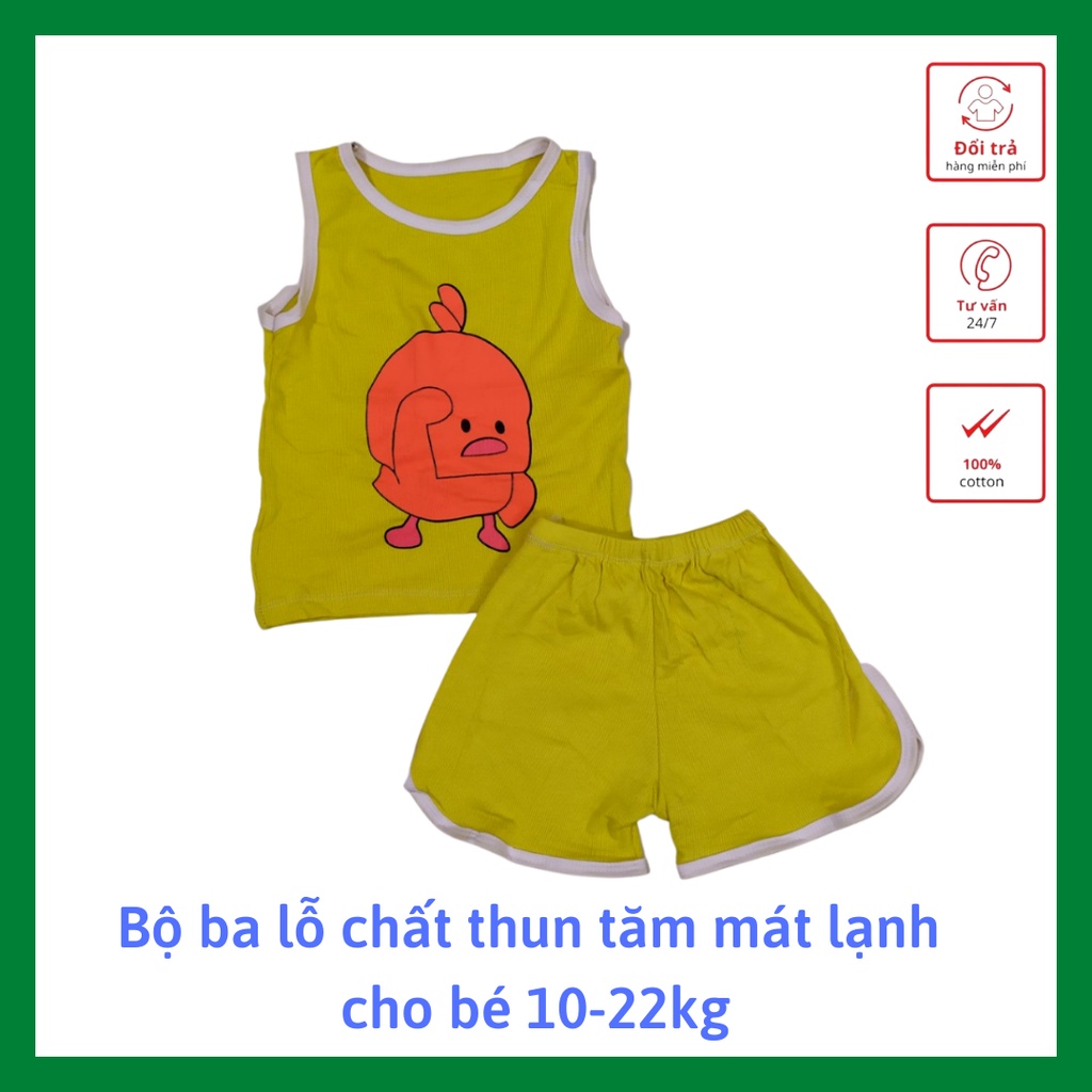 Bộ ba lỗ sát nách gà con cho bé trai/gái 7-22kg