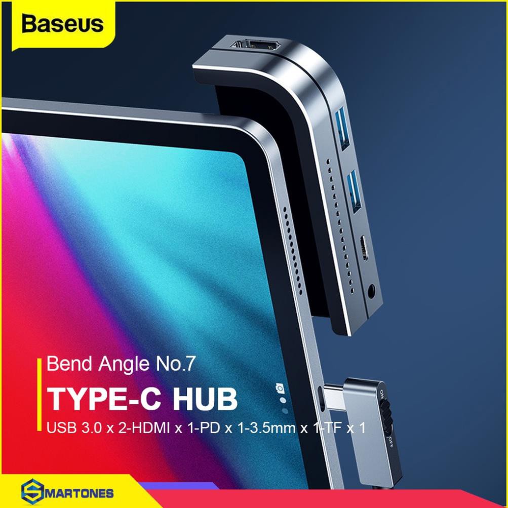 Bộ chuyển đổi USB Hub Type C Bend Angle No7 mở rộng kết nối 6 in 1 USB 3.0 HDMI ,PD,Thẻ nhớ SD TF cho iPad Pro 2018 2020