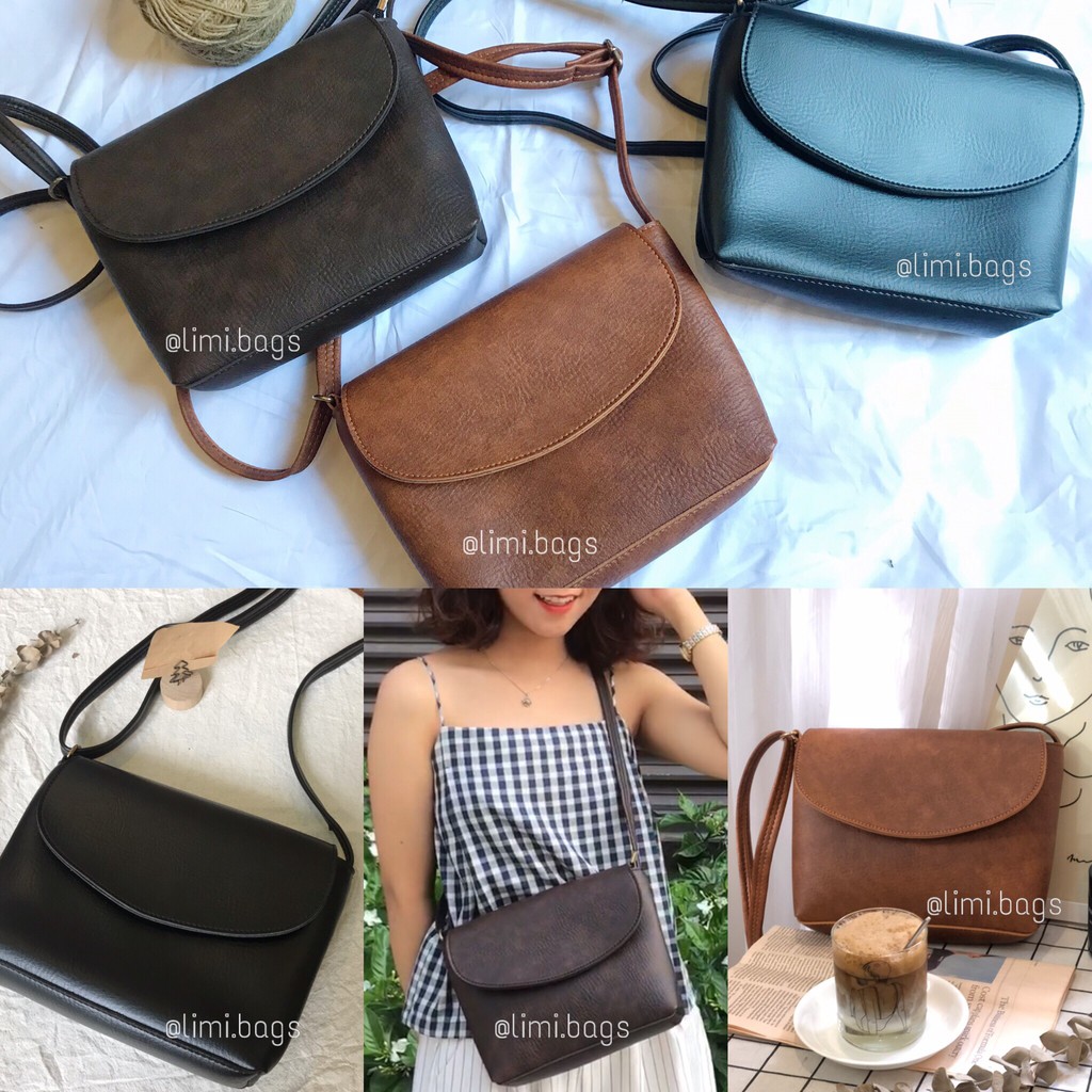 Túi da đeo chéo nữ dáng hộp thư mini đi chơi cute vintage Hàn Quốc CUL limi bags | BigBuy360 - bigbuy360.vn