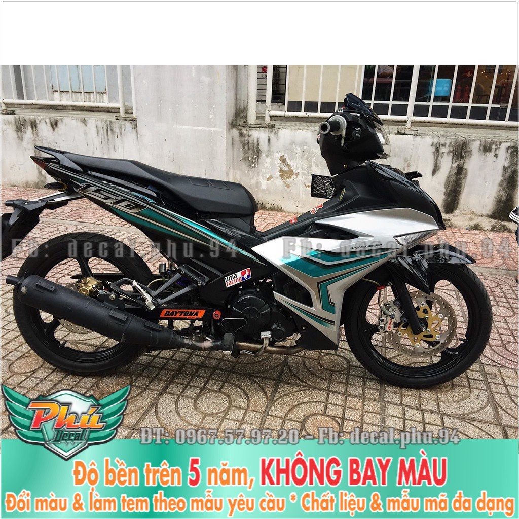 Tem rời Exciter 150 bạc đen phối xanh ngọc (X) -1