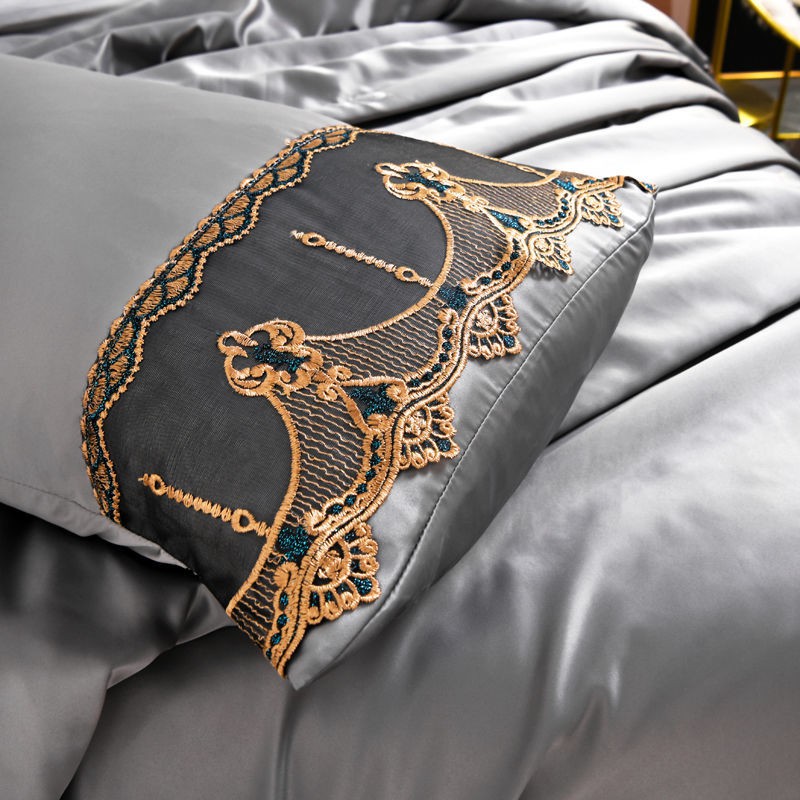 Phong cách mới mùa hè✔∏◈chăn mùa hè mềm mượt bốn mảnh Bộ bông mỏng bằng lụa đã giặt Tấm trải giường phong cách B