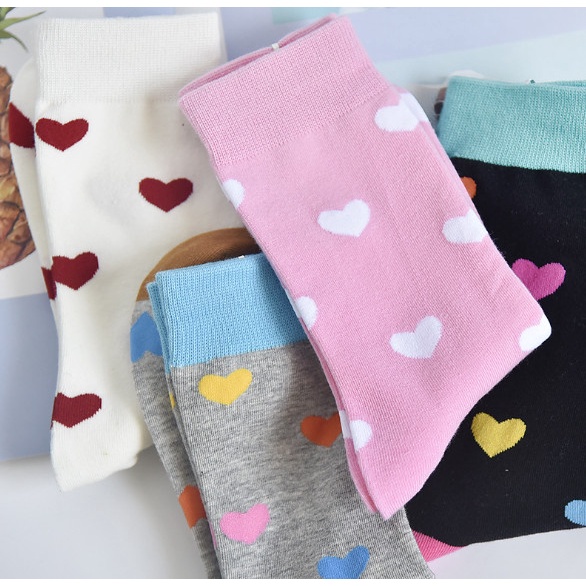 Vớ Tất cotton cao cổ hình trái tim phong cách dễ thương, trẻ trung &amp; năng động.