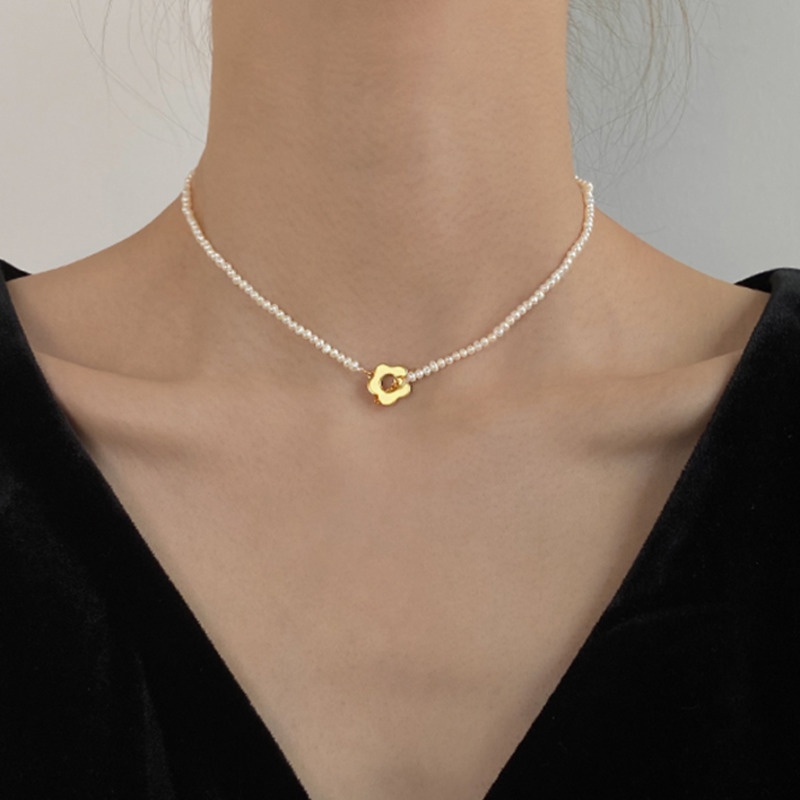 Vòng cổ bạc phối hạt ngọc trai thời trang dành cho phái nữ