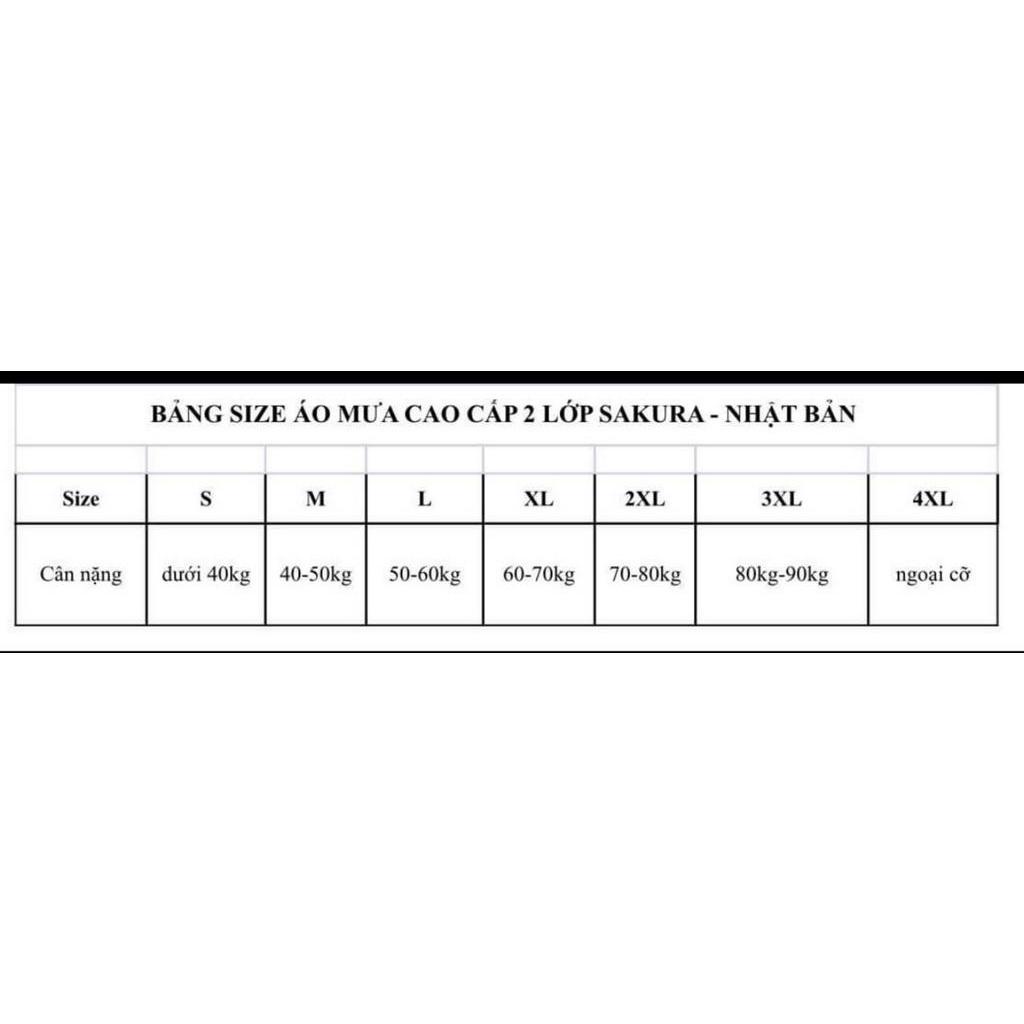 ÁO MƯA BỘ CHỐNG THẤM CAO CẤP 2 LỚP SAKURA
