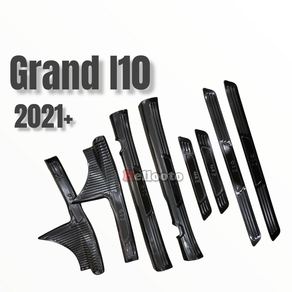 Ốp bậc cửa Xe Grand I10 2021 2022 Mẫu Carbon
