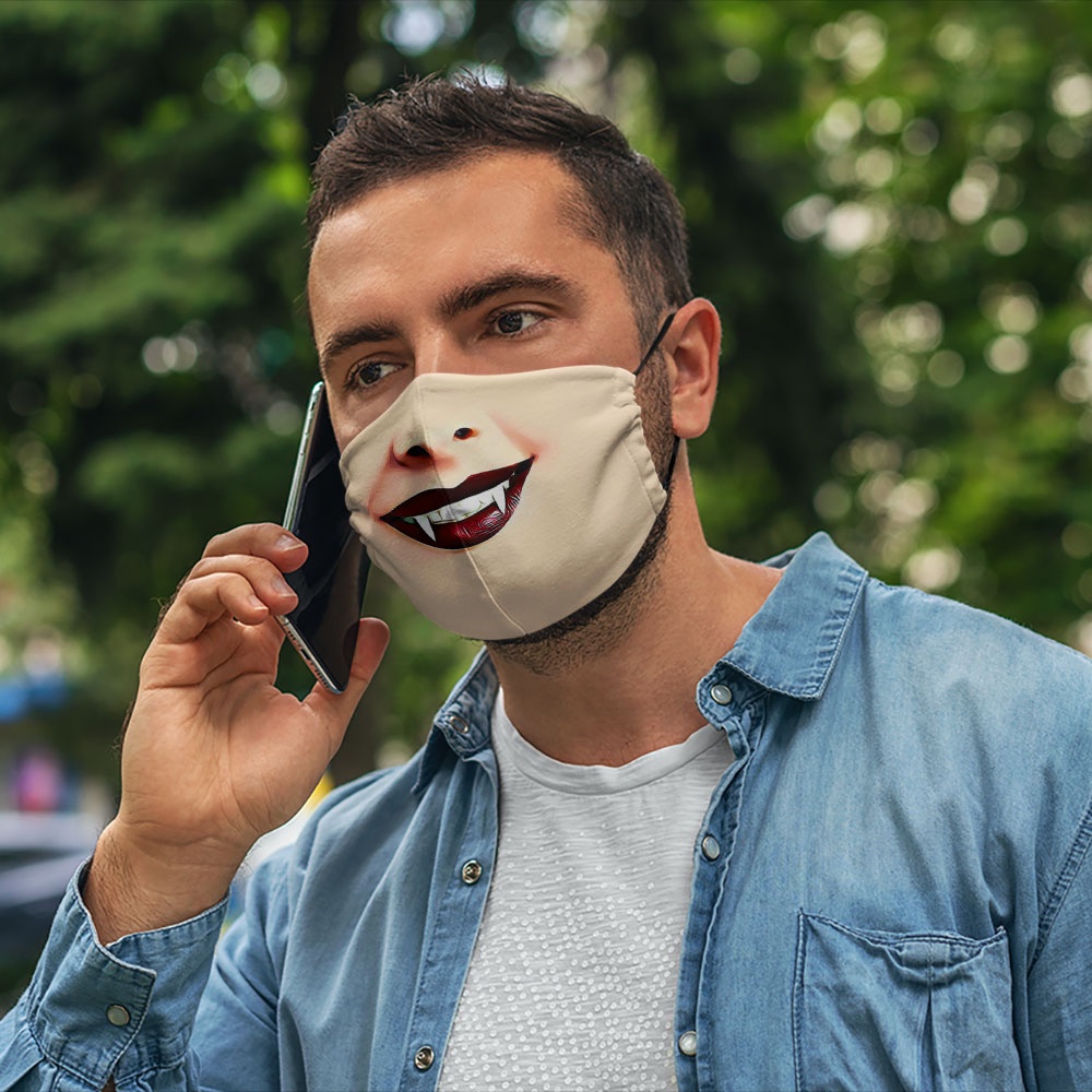 Khẩu trang in hình 3d mặt cười dị quỷ tấu hài mặt người mặt người 35 CARTWELL chống nắng kháng khuẩn thời trang unisex v