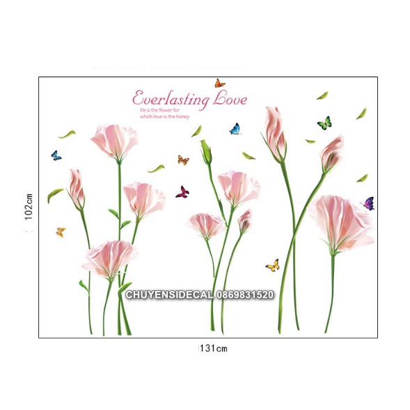 Decal trang trí tường - Hoa Hồng Da 5 Cánh Mỏng